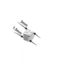 Kostka srebrna FASETOWANA 3,0mm(otw.1,5)