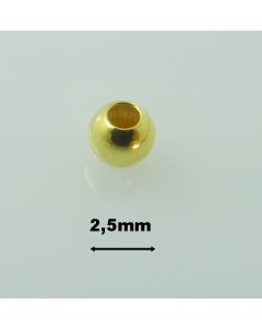 Kulka srebrna średnica 2,5mm(otw.1,2)K-925-SB-2,5-ZŁOCONA