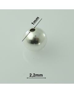 średnica 2,2mm(otw.1,0)/Kulka srebrna Ag925 Standard