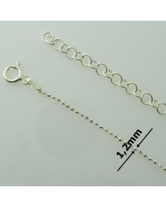 Łańcuch gotowy srebrny KULECZKI Ag925 typ:CPLD1,2/AG długości 45 cm plus regulacja 